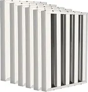 Garvee Range Hood Filters 19.5W x 15.5H Inch, 430 Stainless Steel 5 Grooves Commercial Hood Filter for Kitchen Exhaust Hoods, Pack of 6