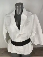 I Blues Italy White Ladies Cot Lino Kimono Blazer RRP £130 UK 10 EUR 38 A373-12