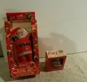 Coke Coca Cola Santa cards 2 decks collector tin bottle opener NOS in box