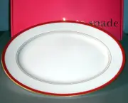 Kate Spade New York Jemma Street Oval Serving Platter 13" Red Band USA New Boxed
