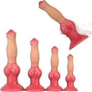 Dog Dildo Silicone Animal Penis Anal Plug with Suction Cup, Thick Knot Wolf Dog Dildos Super Large Anal Dildo Flexible Butt Plug G-Spot Masturbator for Women Men(S)