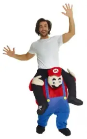 Adult Super Mario Bros Piggyback Costume Red Plumber Ride On Fancy Dress Funny