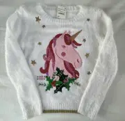 Margaux & Lexi Girls Sequin Unicorn Pullover Holiday Sweater Sz L 14 New