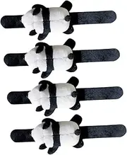 GARVALON 4pcs Cartoon Panda Plush Slap Bracelets for Soft Wristbands for Festivals Parties Fun DIY Accessories Boys