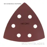 Large Triangular Size 180 Grit Hook & Loop Oscillating Sanding Sheets: 60 Pack