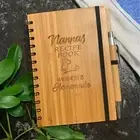 Mothers Day Engraved Bamboo Recipe Book With Pen - Personalised Notebook for mum