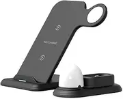 3 in 1 Wireless Charging Station, 15W Multi-Function Fast Charging Stand for Apple/Samsung Multiple Devices, Wireless Charger for iPhone 16/15/14/13/12, Apple Watch & Airpods