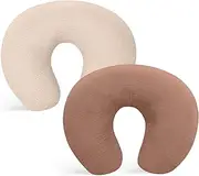 Winmany 2 Pack Muslin Nursing Pillow Covers Soft Cotton Newborn Breastfeeding Pillow Cover Baby Feeding Pillow Slipcover Shower Gifts for Boys Girls (Light Brown + Beige)