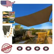 10'x15' Mocha Sun Shade Sail - Curved Rectangle UV-Resistant Outdoor Canopy