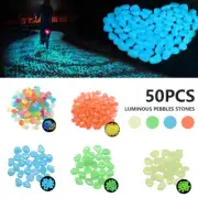 100x Luminous Pebbles Stones Glow in the Dark For Fish Tank, Garden Lawn-~