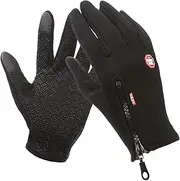 [VOVOWOO] Winter Gloves Touch Screen Windproof Waterproof, Thermal Full Finger Outdoor Sports Cycling Motorcycle Gloves for Men Women, Anti-Slip Adjustable Rider Winter Gloves Unisex Black