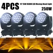 4Packs 19x15W Beam Moving Head Multi Colour Stage Light DJ Party Washer Light