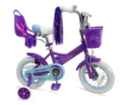 PURPLE 12" Girl's Bike Hand Brake Training Wheel Doll Carrier Bell Basket
