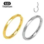 2pc G23 Titanium Prismatic Silver Gold Nose Ring Septum Hinged Clicker Piercing