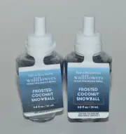 2 BATH BODY WORKS FROSTED COCONUT SNOWBALL WALLFLOWER REFILL BULB PLUG FRESHENER