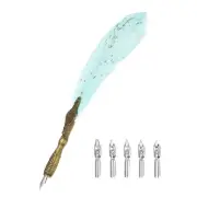 24.5cm/9.6" Calligraphy Feather Quill Pen for Calligraphy, Sky Blue