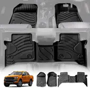 3D Heavy Duty All Weather Car Floor Mat Carpet Liner Complete Set for Ford Ranger PX PX2 PX3 Dual Cab 2011-2020