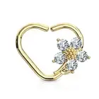 Piercing Ear Cartilage Daith Ring Heart Gold Plated Flower
