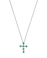 Bloomingdale's Fine Collection Emerald & Diamond Cross Pendant Necklace in 14K White Gold, 18