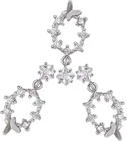 Happyyami 3Pcs Zircon Nail Art Studs Japanese Style DIY Manicure Charms Durable Metal Nail Gems for Nail Decor for Creative Nail Designs and Present Ideas