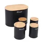 AU Bread Box With Canister Set For Kitchen Countertop Iron Bread Bin Storage