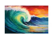 Rainbow Surf Ocean Art Canvas Print