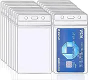 10 Pack ID Badge Holders Vertical Waterproof Holders Badge Clear Card Sleeve Case Cover ID Card Holder Name Tags, for RFID/Proximity/Badge Swipe Cards or Credit Card/Driver's License.