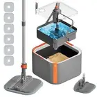 Upgraded Spin Mop and Bucket Self-Standing Mop Bucket Separate Dirty and Clea...