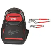 Milwaukee Tool Bag 6" + 10" Jobsite Backpack Black W/ Straight-Jaw Pliers Set