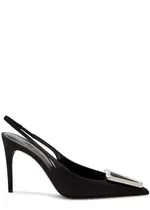 Saint Laurent Farida 85 Satin Slingback Pumps - Black 38 (IT38 / UK5)