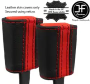 BLACK RED STRIPE 2X SEAT BELT LEATHER COVERS FOR BMW MINI R55 R56 R57 07-14 (for: Mini)