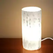 Selenite Tower Lamp " Large Crystal Cylinder Lamp White Natural Light & LED Cord
