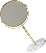 HONITANO 1Pc Desktop Makeup Mirror with Marble Base High Definition Reflective Surface Portable and Stylish for Home Office and Dormitory Use Golden