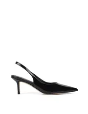 Yory Slingback Kitten Heels - Black Patent Leather