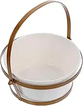 OFFSCH Porcelain Storage Bowl with Handle Food Storage Serving Bowl for Noodles Fruits and Salads Stylish Kitchen Accessory for Home Bar and Restaurant Use