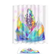 Colorful Rainbows and Starlight Pegasus Shower Curtain