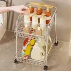 Laundry Room Storage Cart 2 Tier Multipurpose Office Shelf Rolling Storage Cart