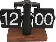 Yctze Flip Clock, Desk Flip Clock Digital Flip Down Clock Retro Automatic Turning Battery Operated Mechanical Clock for Living Room, Bedroom, Study, Outdoor, Bathroom, Porch, Balcony (Matte Black)