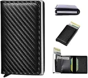 [Generic] Ultra-Thin RFID Wallet for Men, Minimalist Card Holder, Pop-Up Design, Holds 5-6 Credit Cards, Compact Front Pocket Wallet（Carbon）