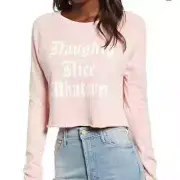 WILDFOX Naughty Nice Whatever Sweatshirt PINK SIZE M NWT