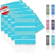 LeStoff Premium Guest Towel - Hammam Towel (Set of 5) - 100% Organic Cotton - Prewashed, Sustainable, Absorbent & Quick Drying, for Fitness, Kitchen, Shower, Yoga, Spa, Travel (Aqua)