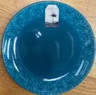 Artisan De Luxe Blue Medallion Edge MELAMINE Dinner Plates Set 4