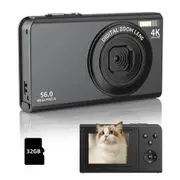 Digital Camera,Camera for Photography,Digital Point and Shoot Camera with 56Mp Autofocus 16X Zoom,2.8Inch Screen Compact Camera with 32GB SD Card (Black)