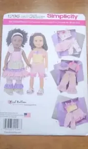 18" Doll Clothes Pattern Simplicity 1296 - New, Uncut - American Girl & Others