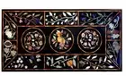 4'x2' Black Marble Side Corner Dining Coffee Table Top inlay decor garden home