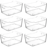 Clear Plastic Storage Bins Pantry, Fridge Home Organizer Containers LARGE 6 Pack