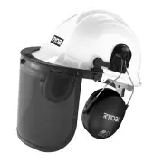 Ryobi GARDEN HELMET KIT Adjustable Head Strap & Earmuffs,Foldable Visor*JP Brand