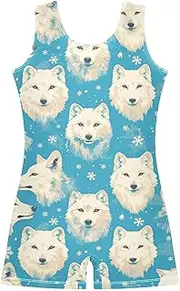 [FRODOTGV] White Wolfs Blue Girls Gymnastic Leotard Kids 1-Piecing for Tumbling Classes for Excise, Tumbling Class, Biketards