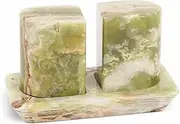 Radicaln Marble Salt & Pepper Shakers Set – 2.5" Green Modern Kitchen Essentials for Cooking and Dining | Stone Spice Holder for Black Pepper, Pink Salt, Home & Farmhouse Decor