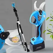 Cordless Electric Pruning Shears, Lithium Battery Branch Scissors with 2.1m Extension Rod, 32mm/1.2 Inch Cutting Diameter,Professional Electric Secateur with Brushless Motor